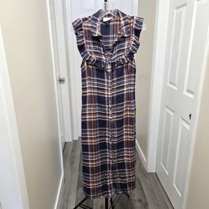 Universal Thread 100% Rayon Plaid Sleeveless Dress